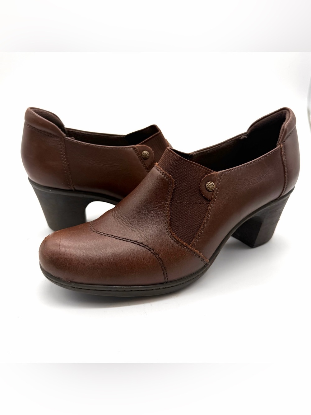 Earth Origins Beatrice Shoe Women's Size 8.5 Brown Leather Slip On Casual Shoes